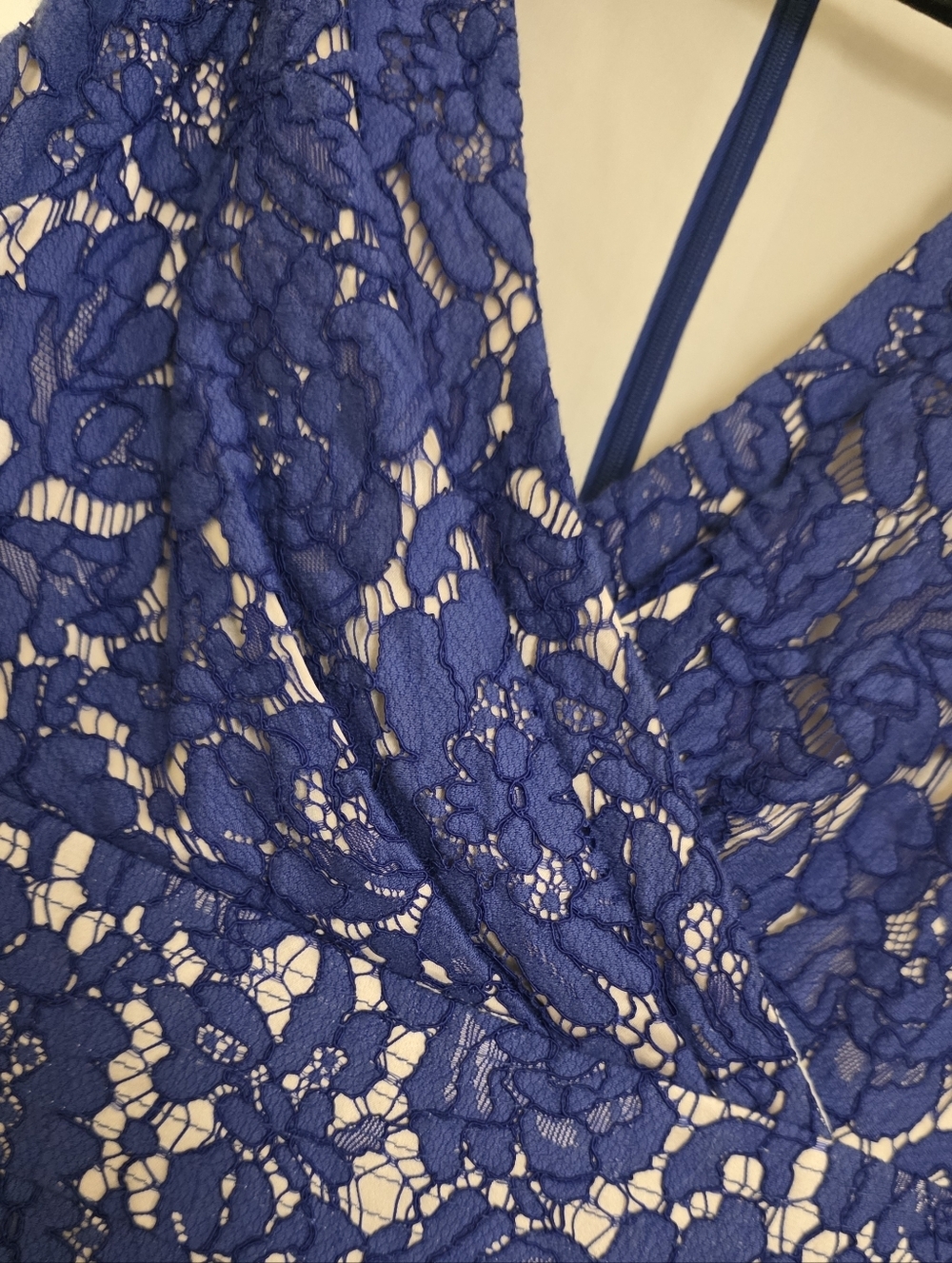 Eliza J Blue Purple Lace Fit & Flare Chic Sleeveless Party Dress Sz 6 - Picture 4 of 8
